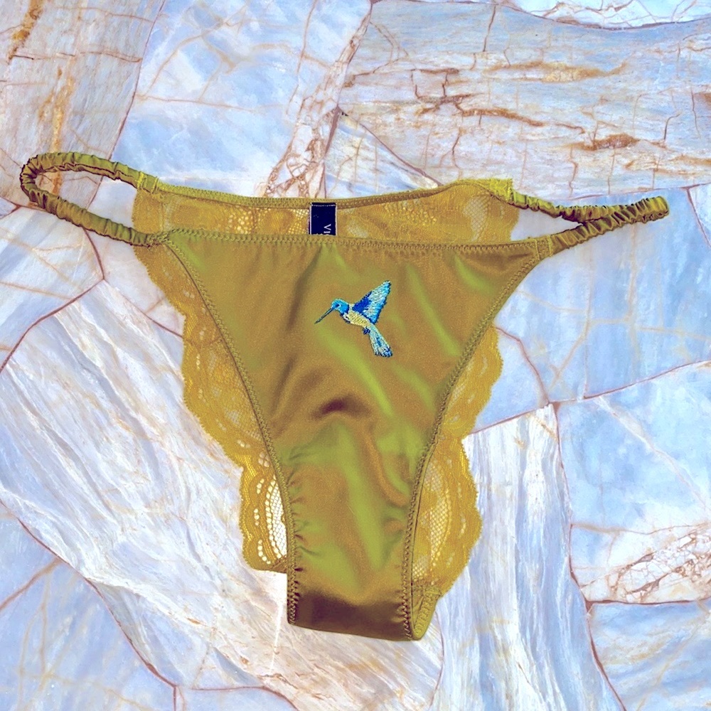 New Victoria’s Secret hummingbird brazilian panty Silky Satin Lace Back XS